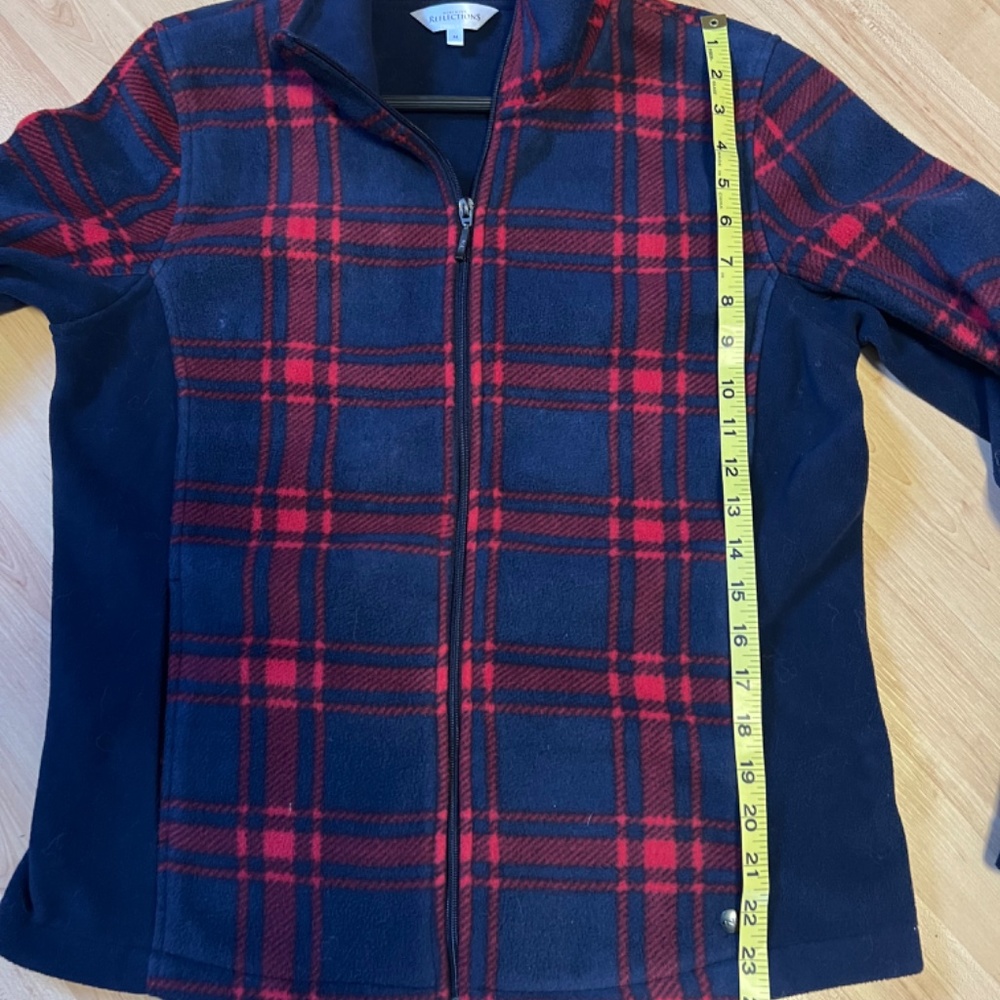 🛶Northern Reflections Fleece Full Zip Plaid Jacket in Blue and Red Size Medium - Picture 8 of 8